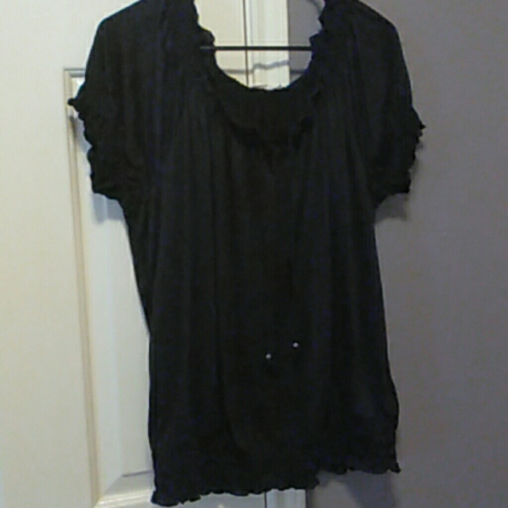 Black boho top loose fitting